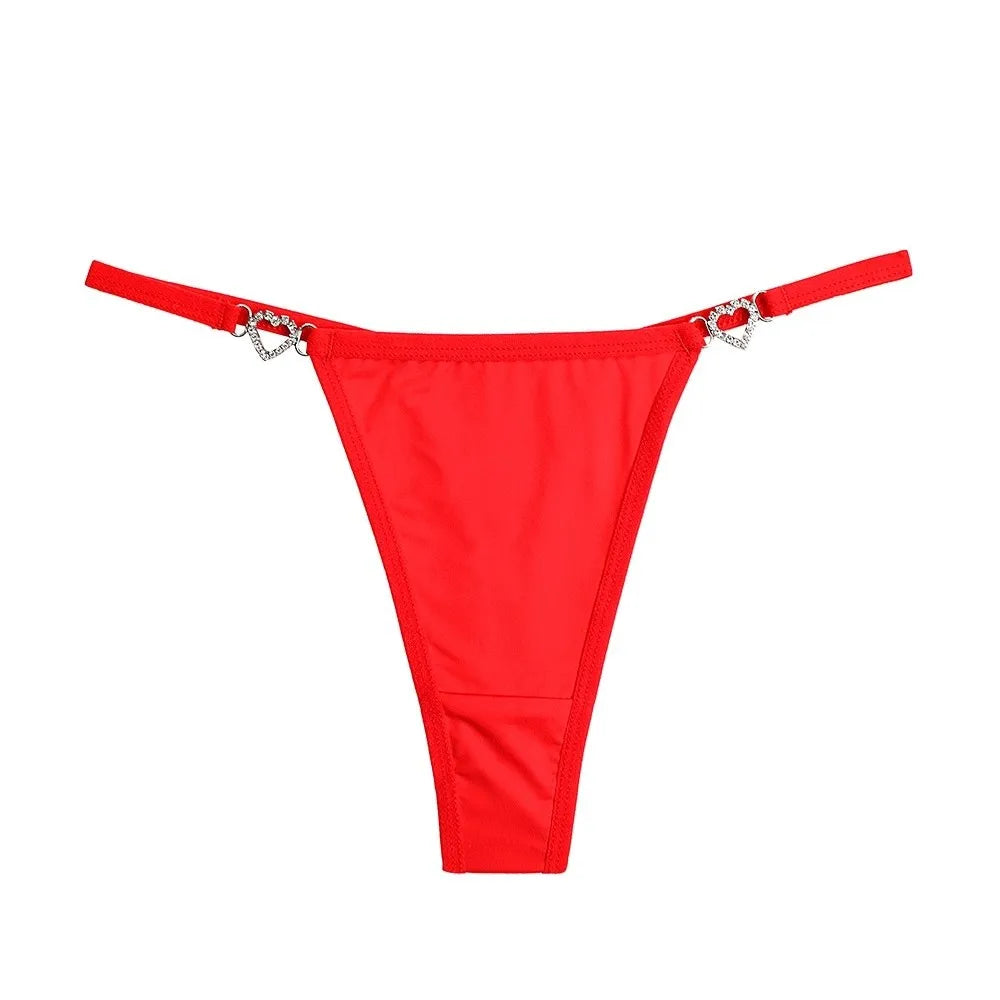 Cotton Heart Rhinestone Thong