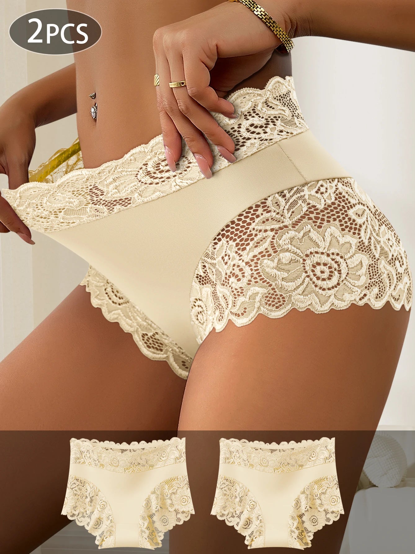 2-Pack Super Elegant Lace Trim Underwear