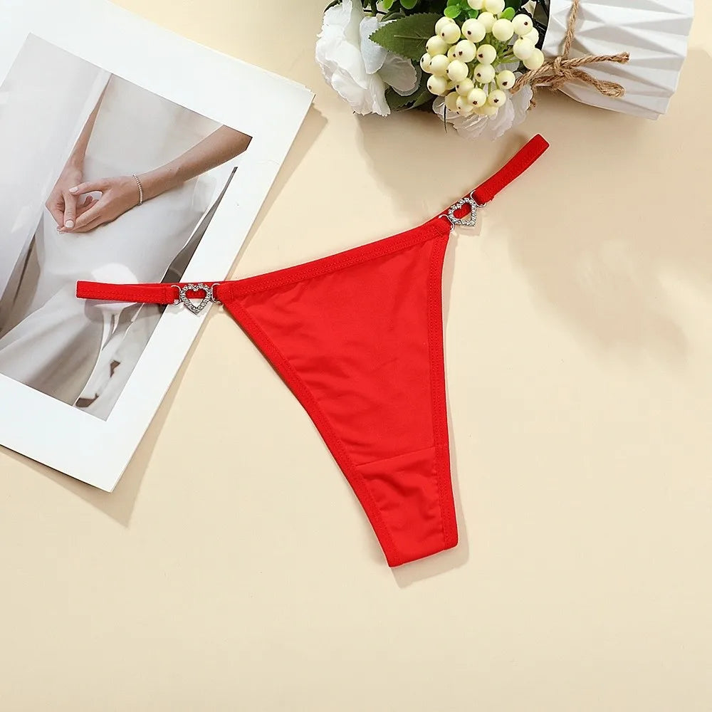 Cotton Heart Rhinestone Thong