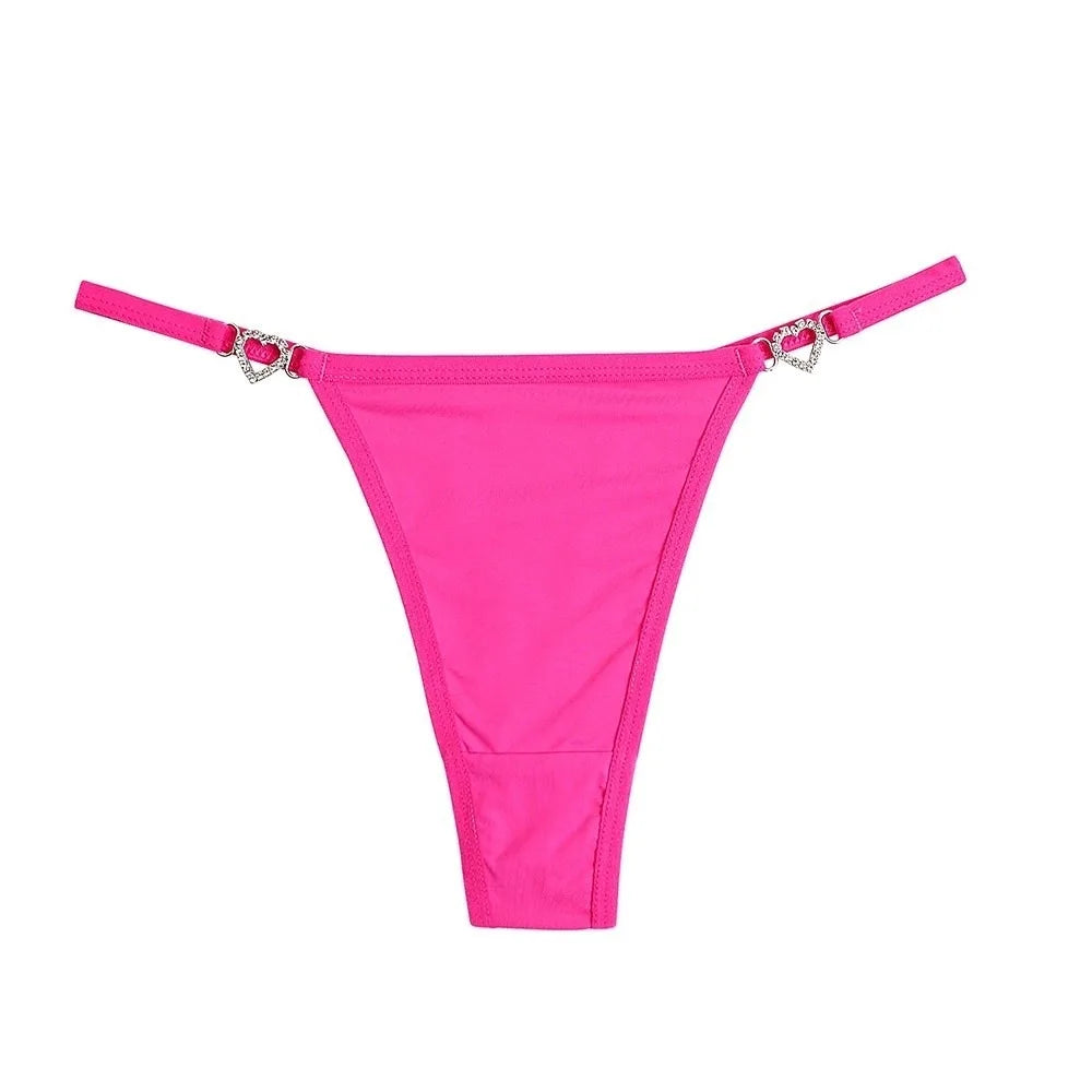Cotton Heart Rhinestone Thong