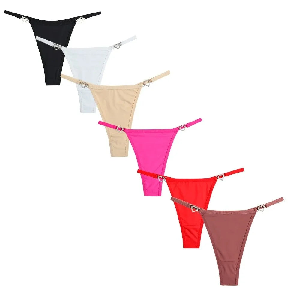 Cotton Heart Rhinestone Thong