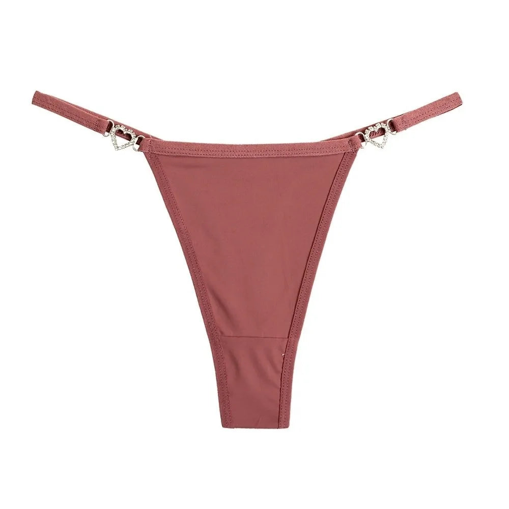 Cotton Heart Rhinestone Thong
