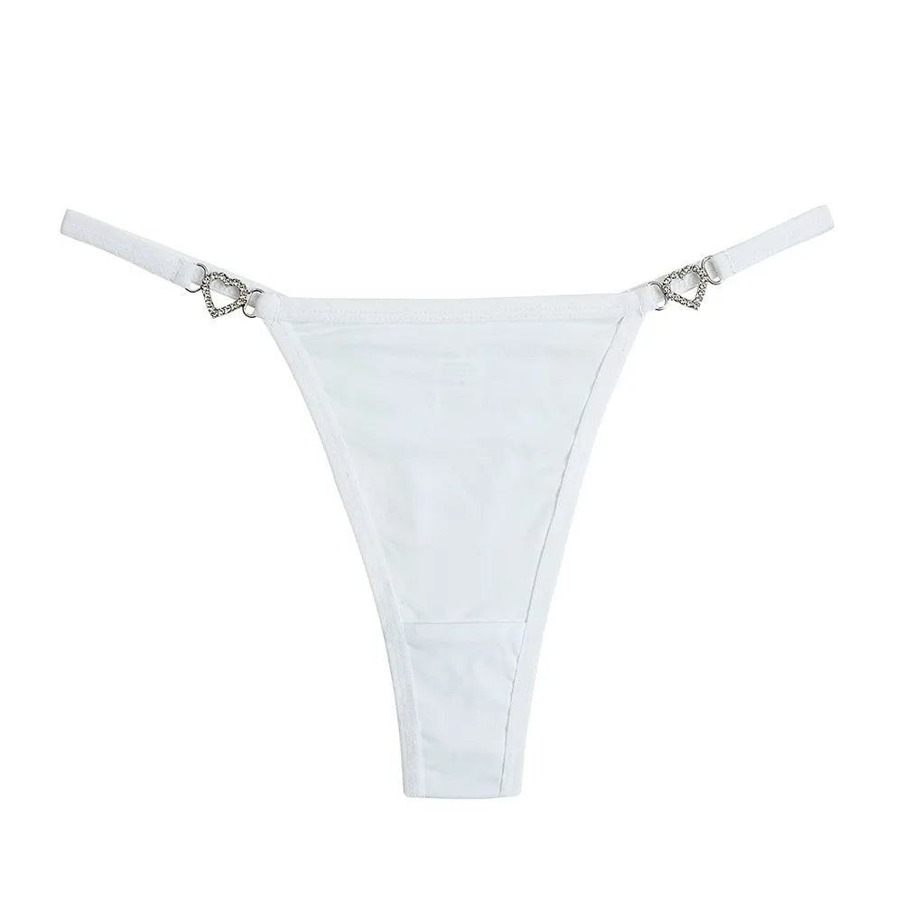 Cotton Heart Rhinestone Thong
