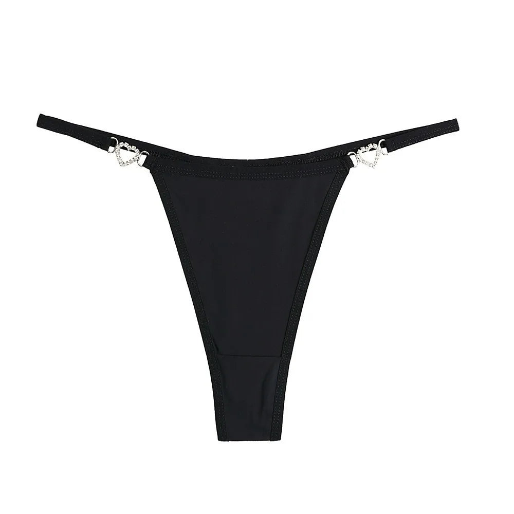 Cotton Heart Rhinestone Thong