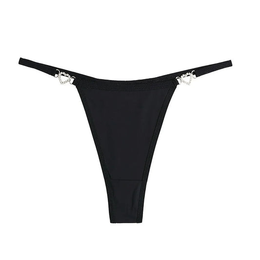 Cotton Heart Rhinestone Thong